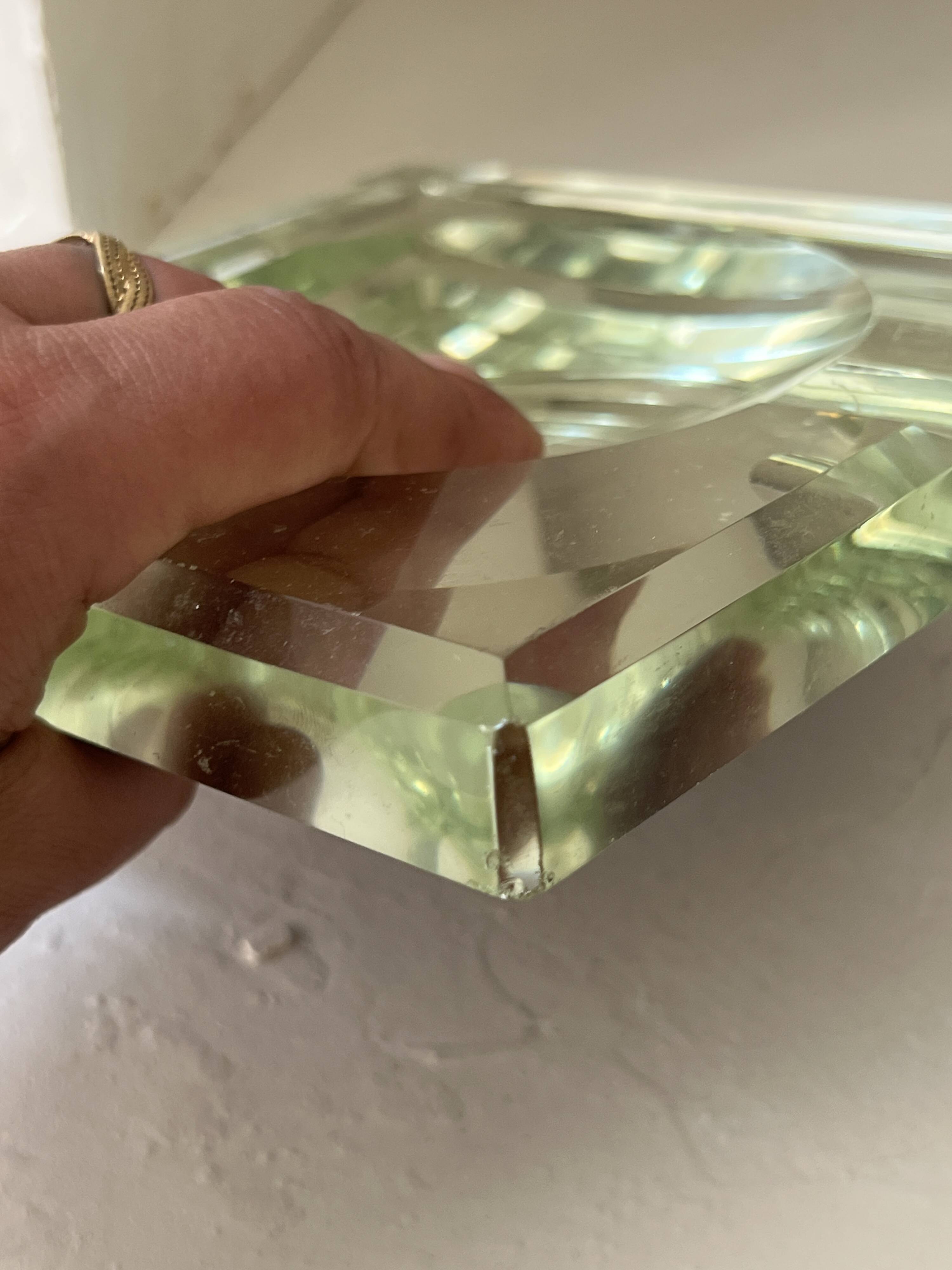 Cendrier vide-poche moderniste en verre et miroir, Jean Luce