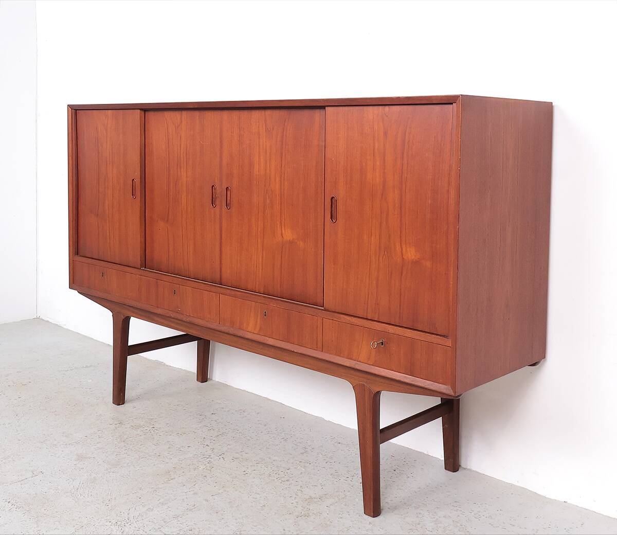 Danish design teak highboard, 1960s