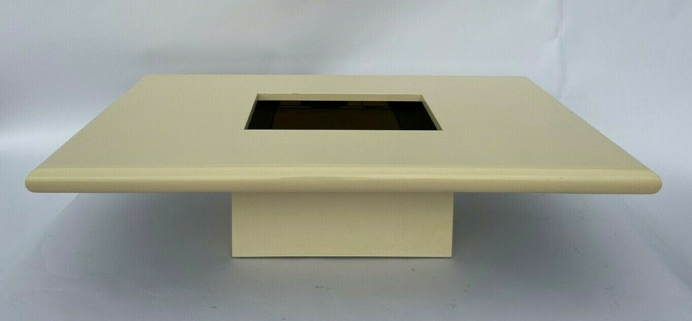 Jean claude mahey laque blanche creme 1970 vintage design coffee table