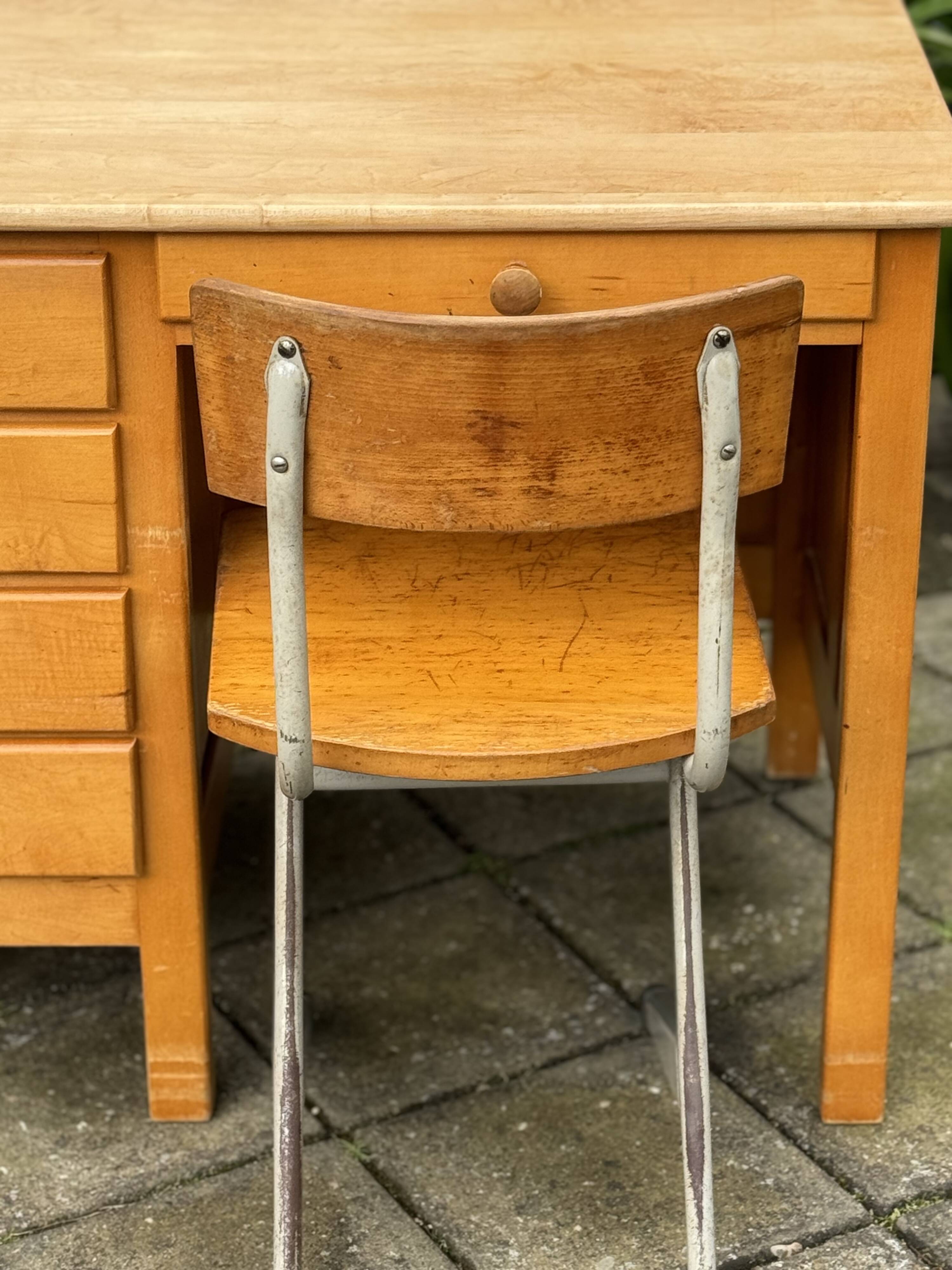Vintage Pinewood Desk and Chair