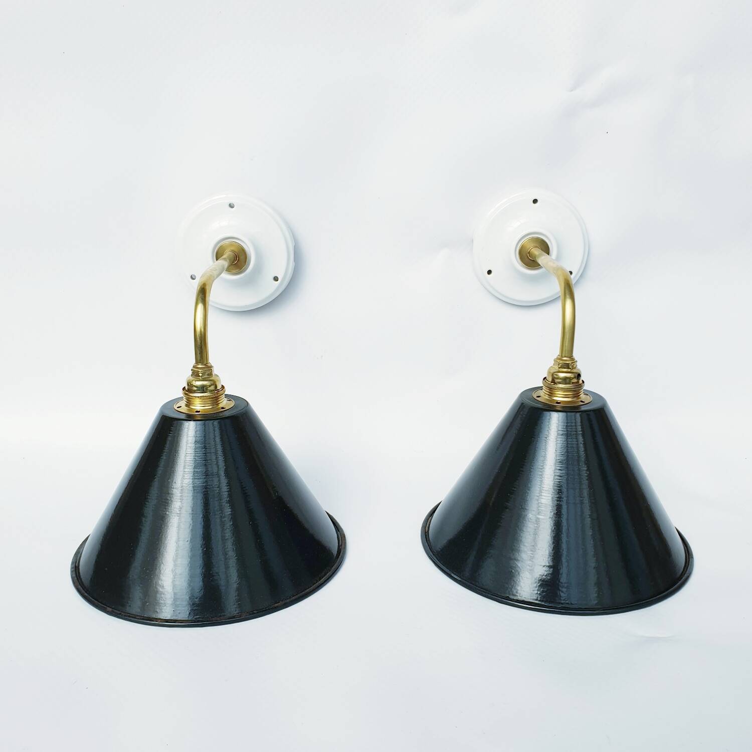 Antique enamelled sheet metal wall lights