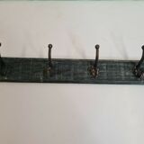 Coat rack in patinated wood and cast iron hooks