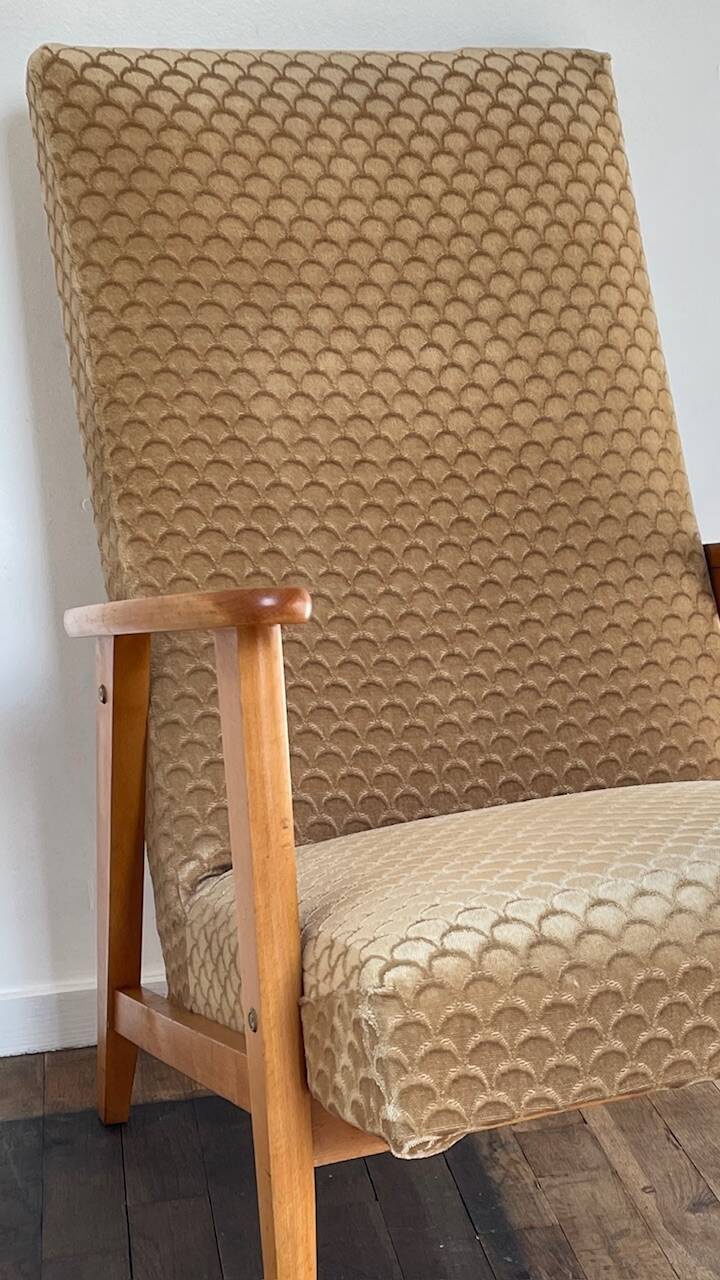 Pair of Manucere armchairs with vintage compass legs