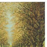 Large Vintage Painting on Canvas Perspective Trees Signed