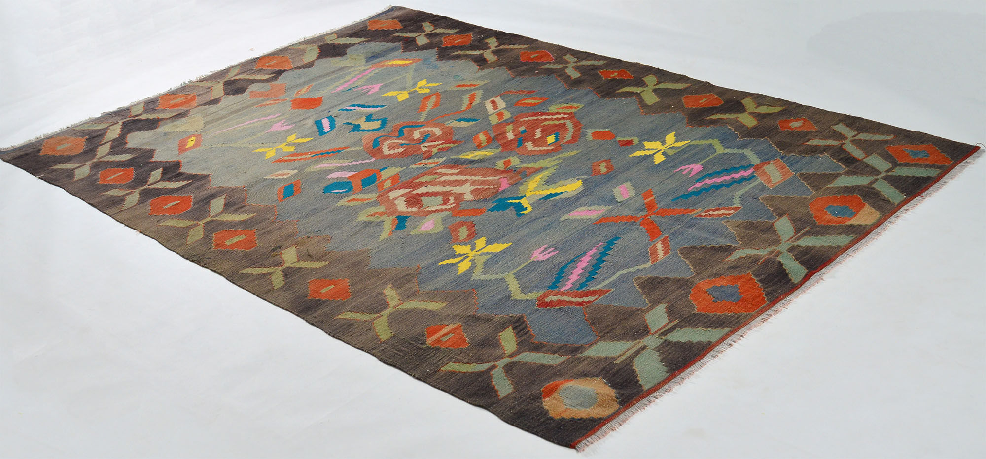 Anatolian handmade kilim rug 242 cm x 178 cm