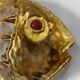 Vintage brass and stone fish-shaped wall light, 1970s