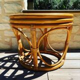 Pouf rotin vintage
