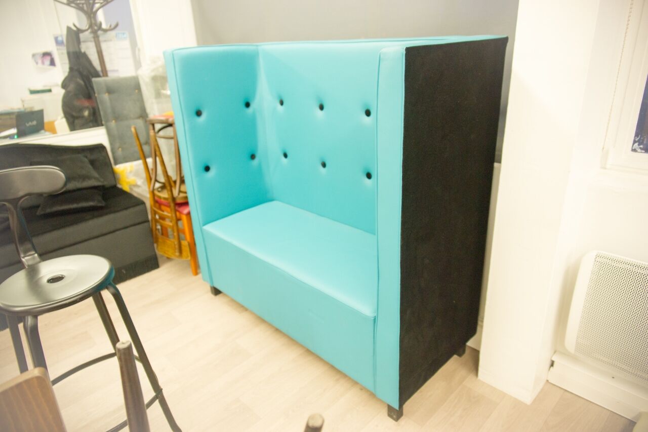 Seat "Scala" turquoise velvet leather black