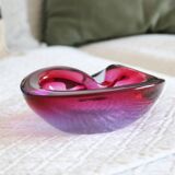 Murano sommerso pink and purple ashtray pocket emptier 1960