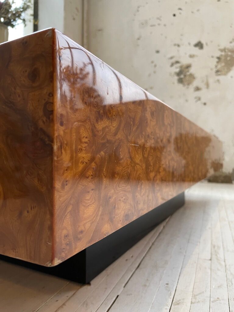 Italian coffee table elm magnifying glass