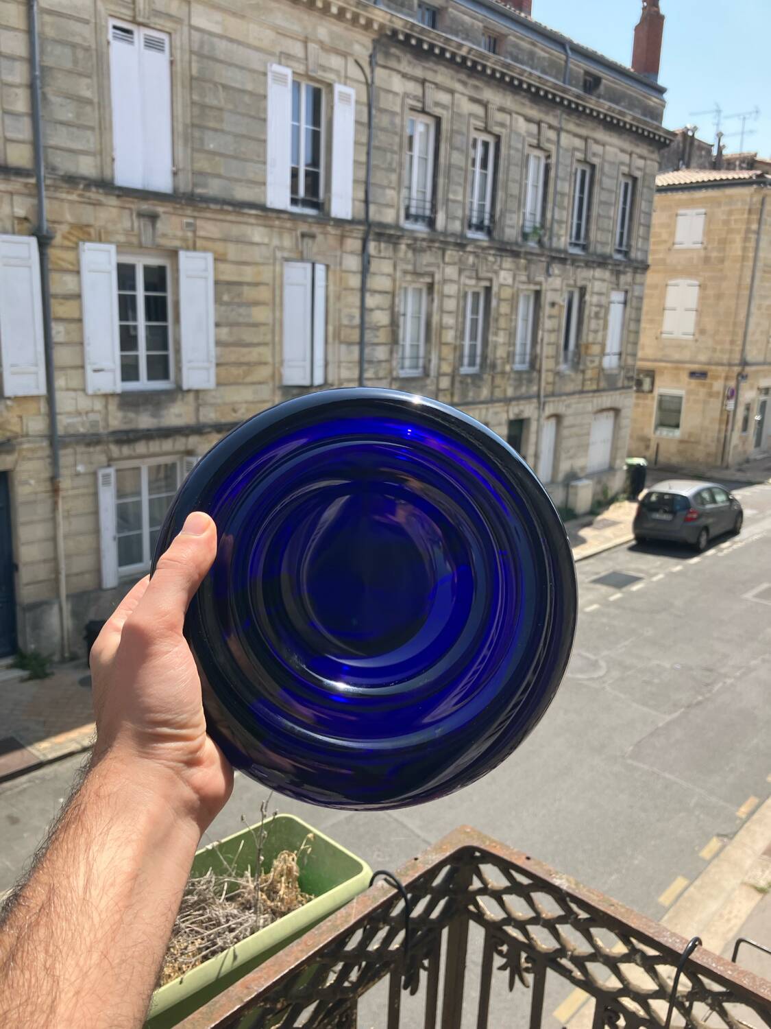Cobalt blue glass ashtray by Enzo Mari, Circa. 1980