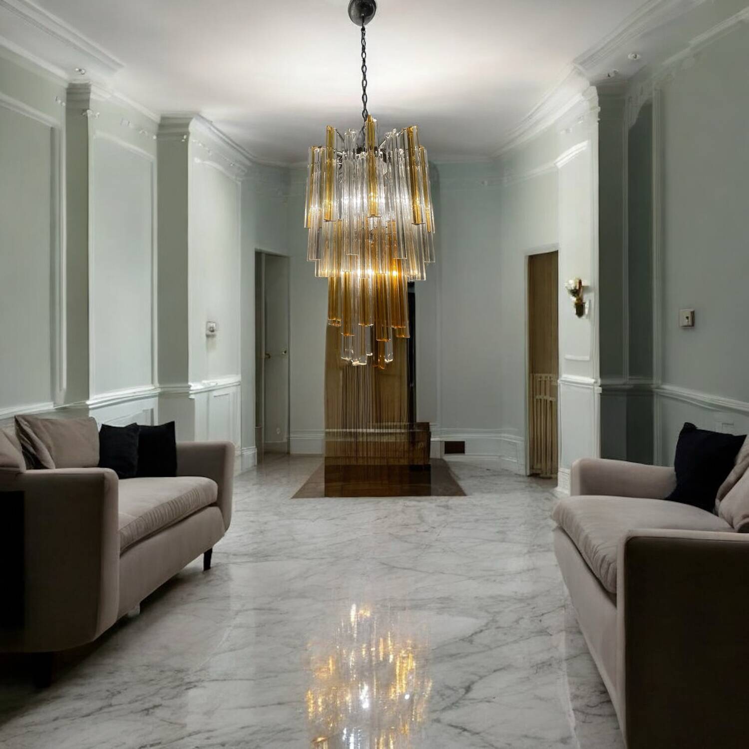 Italian Murano Glass Prism Trilobi Chandelier 1970’s