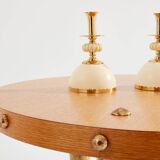 Oak and patinated bronze tripod pedestal table by Garouste & Bonetti 1987