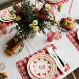 Vichy Fleur Napperon Rouge Set de 4