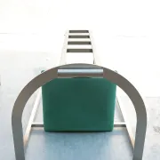 Pair of Memphis style Belgo Chrom chairs, steel and green velvet, 1980s