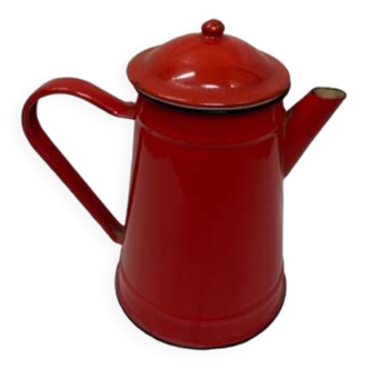 Cafetière fer émaillé rouge 1940