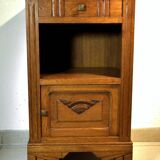 Art Deco oak and marble bedside table