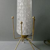 Brass tripod lamp and 1950s glass