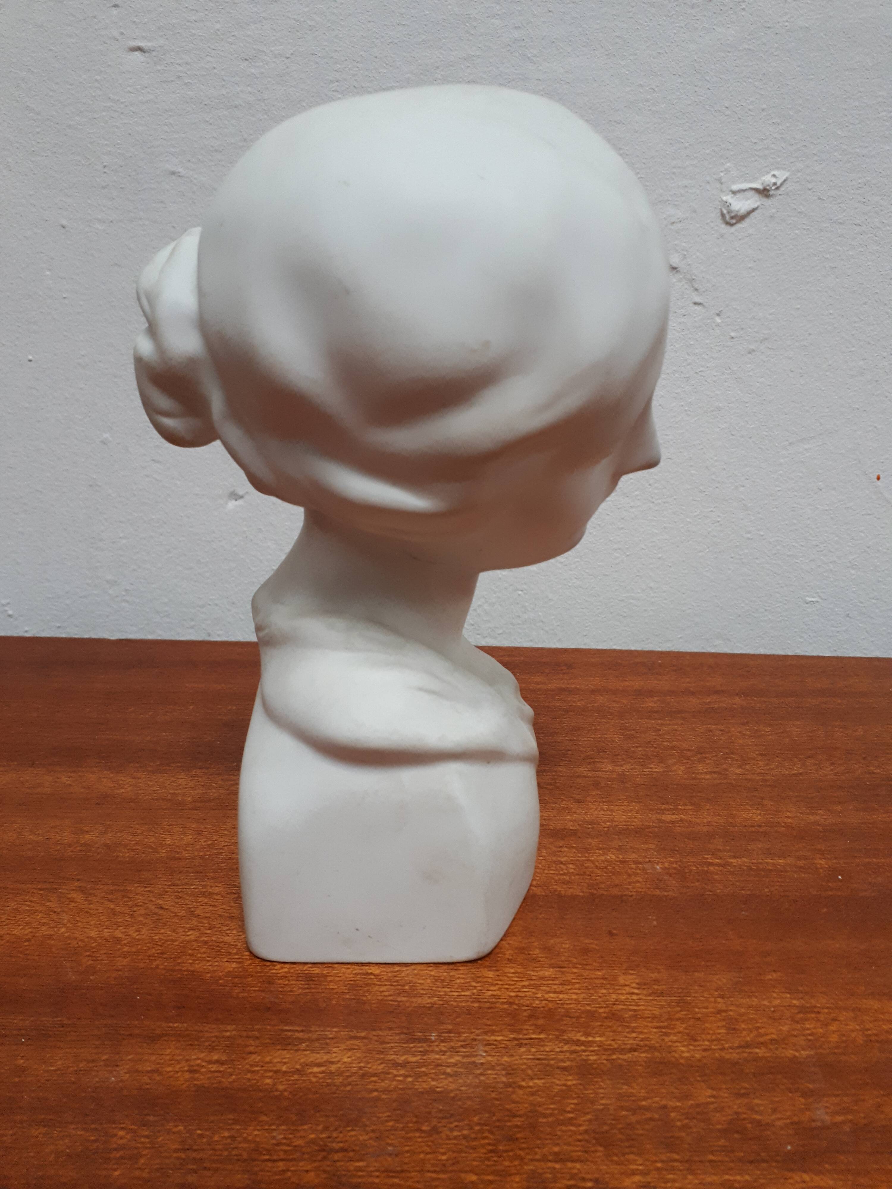 Bust biscuit porcelain Limoges young woman head after Donatello
