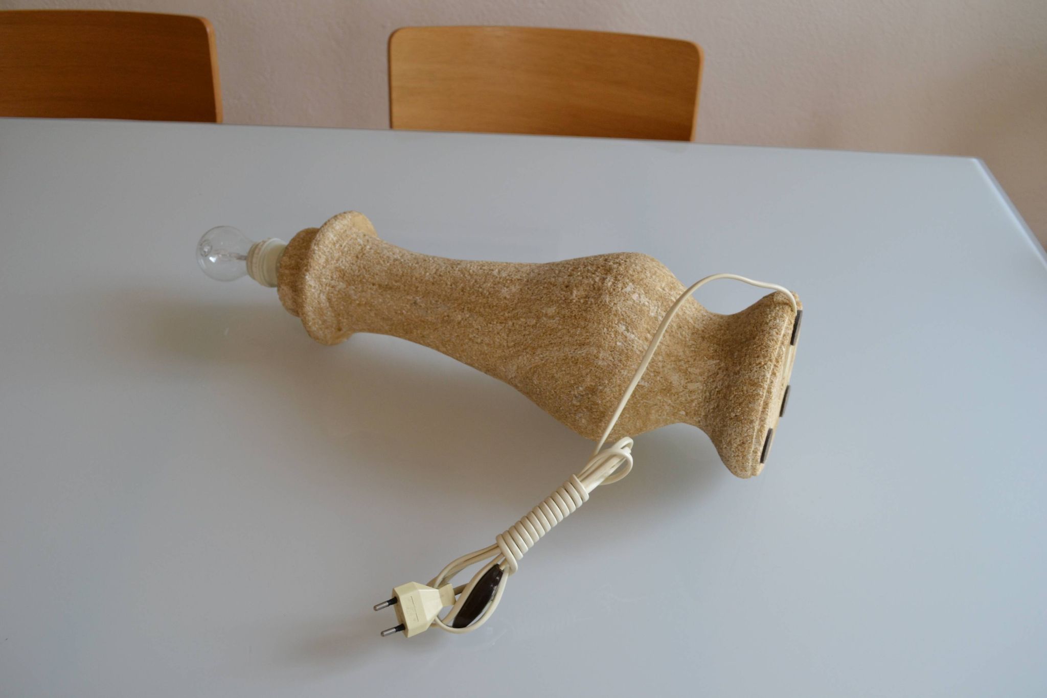 Pied de Lampe Travertin Pierre Design Fratelli Mannelli Albert Tormos