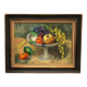 Painting, oil on canvas, still life, fruit cup, signed Pesnelle