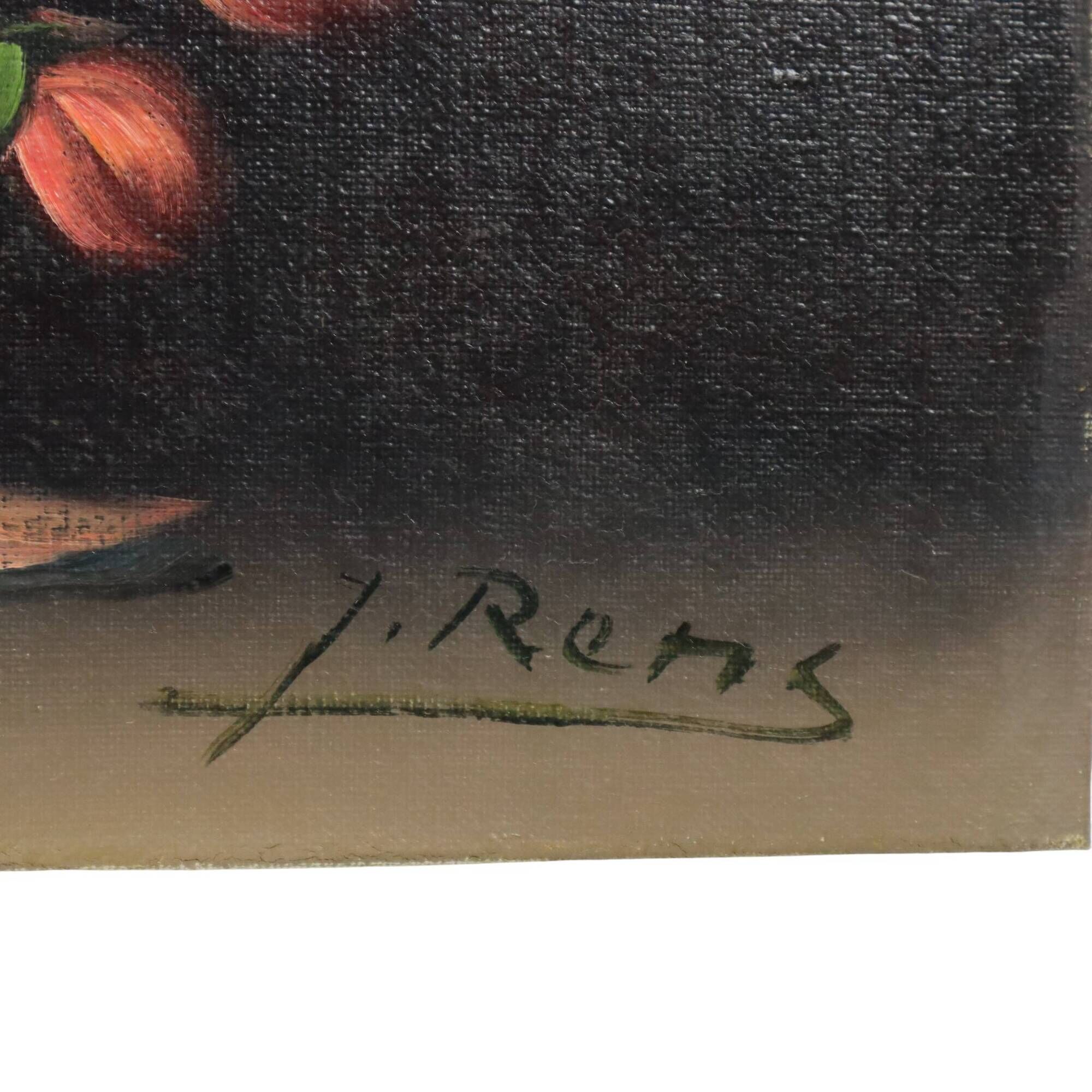 Vintage Floral Still Life Painting Signed J. Rems 60x50cm