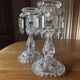 Pair of large Baccarat crystal candlesticks with pendants, a rare choice.