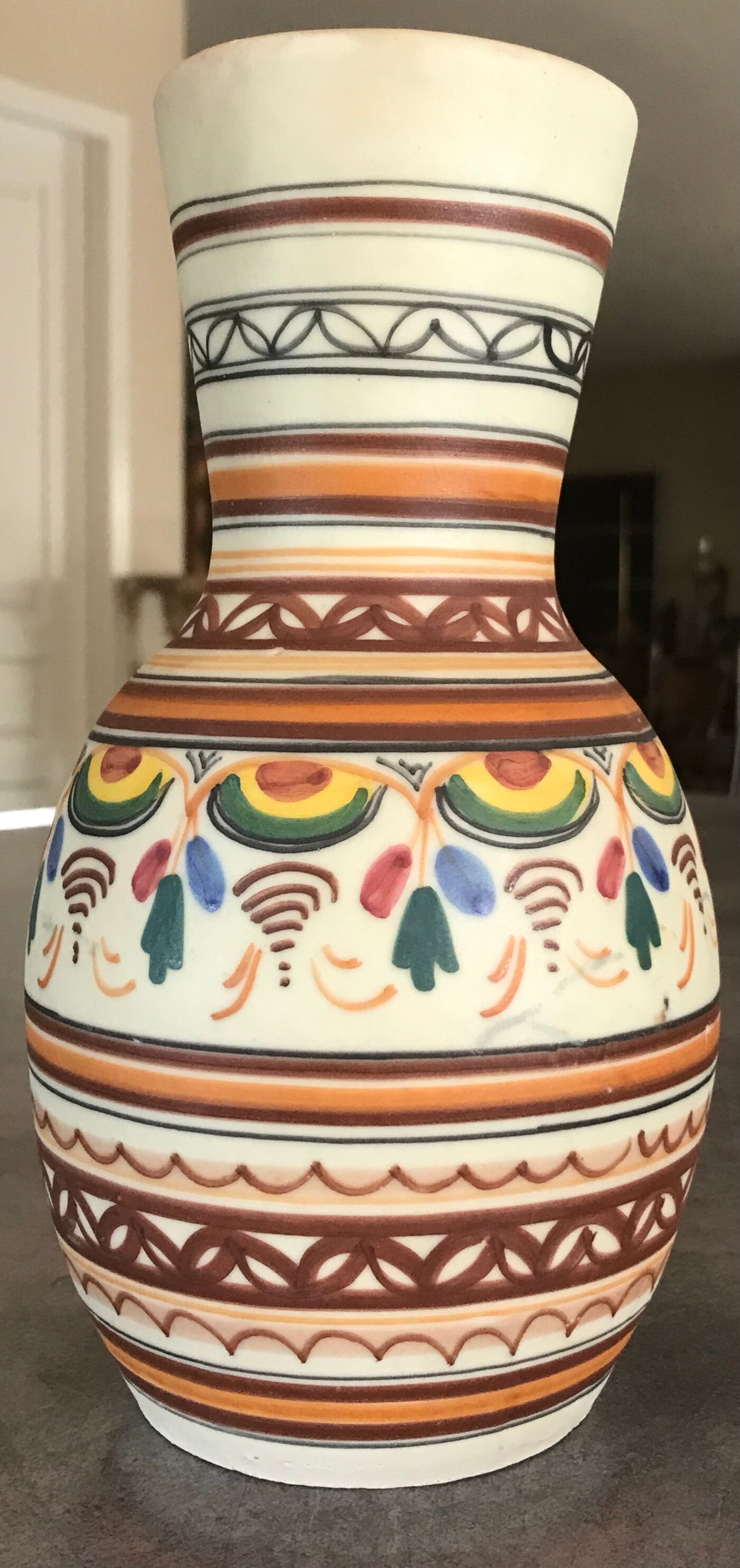 Vase pottery decorative porcelain stoneware decoration of painting polychrome hand 24 cm