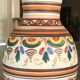 Vase poterie décorative en grès  cérame décor de peinture polychrome main 24 cm