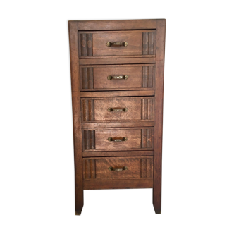 Pretty high chest of drawers 5 Art Deco drawers in wood of abépinier