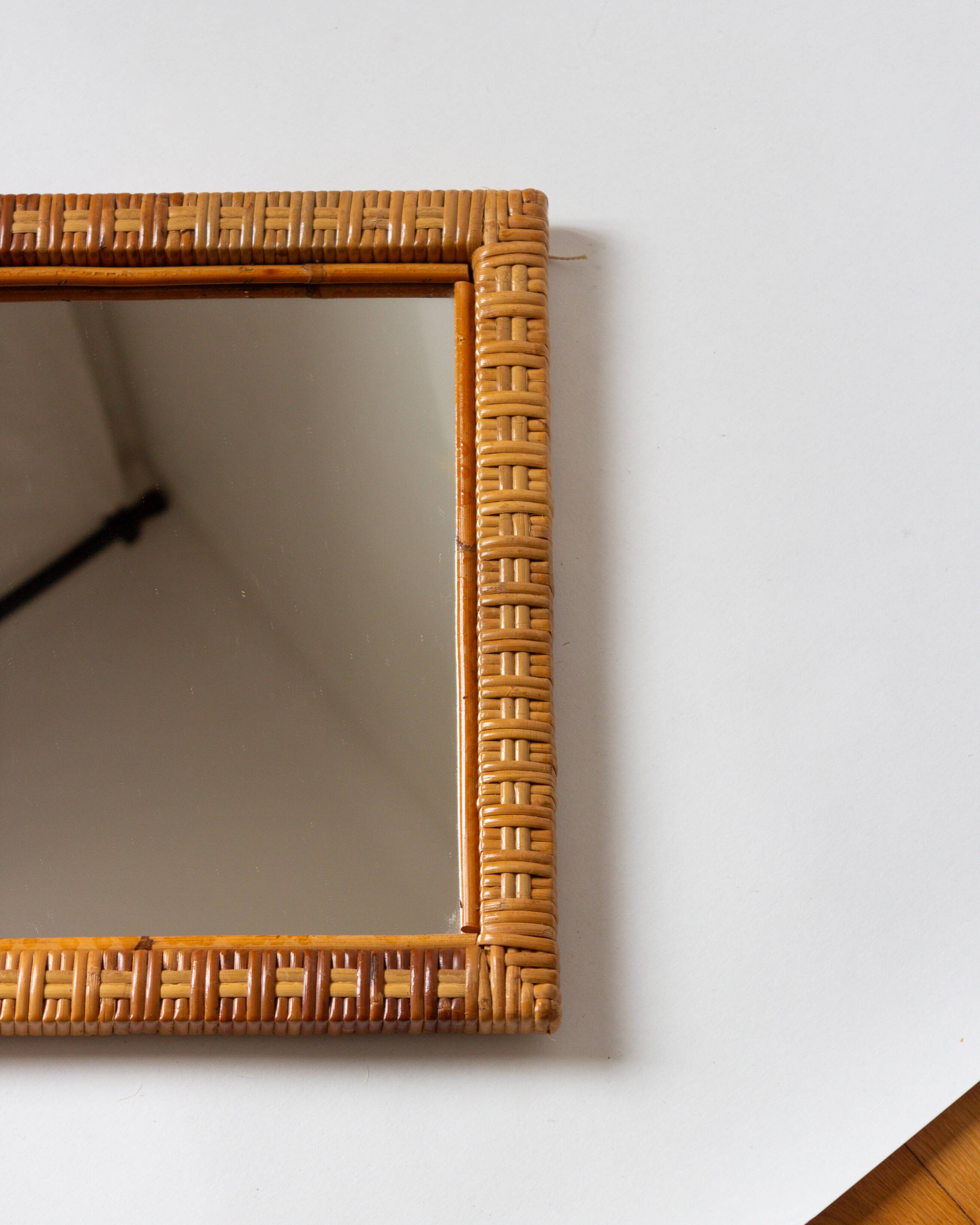 Rattan mirror, 1970s