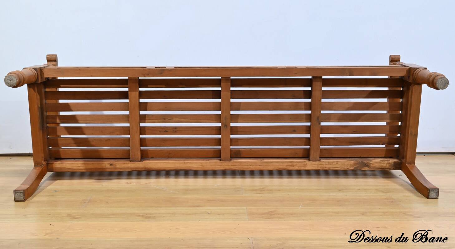 Antique colonial teak veranda bench – mid-20th century