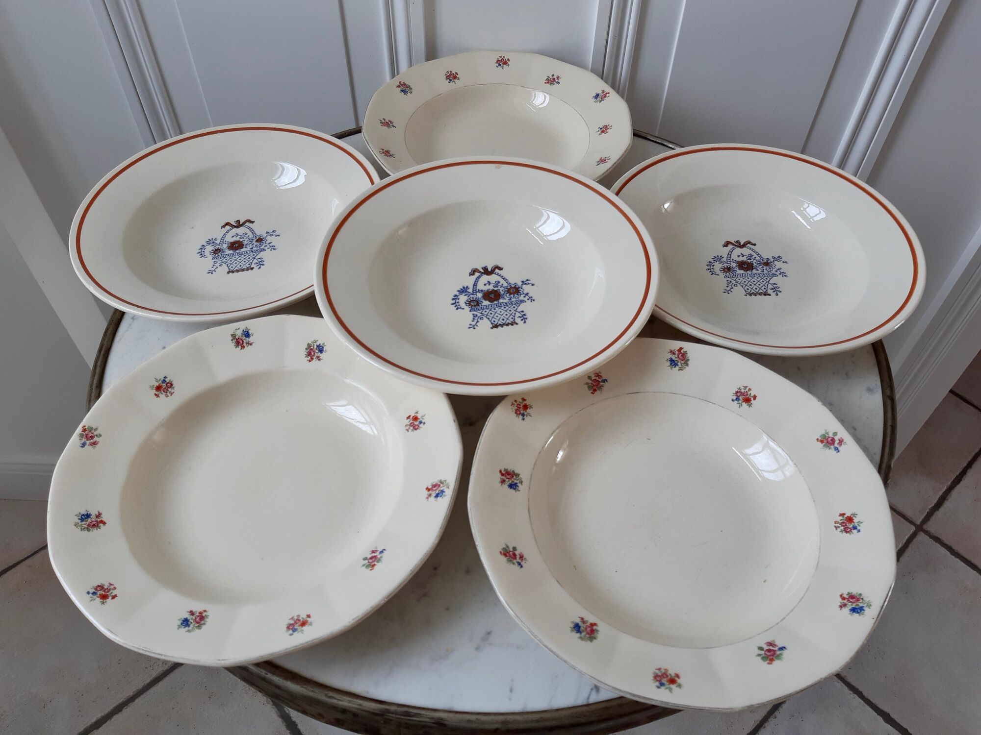 Lot de 6 assiettes creuses Digoin Gien années 30