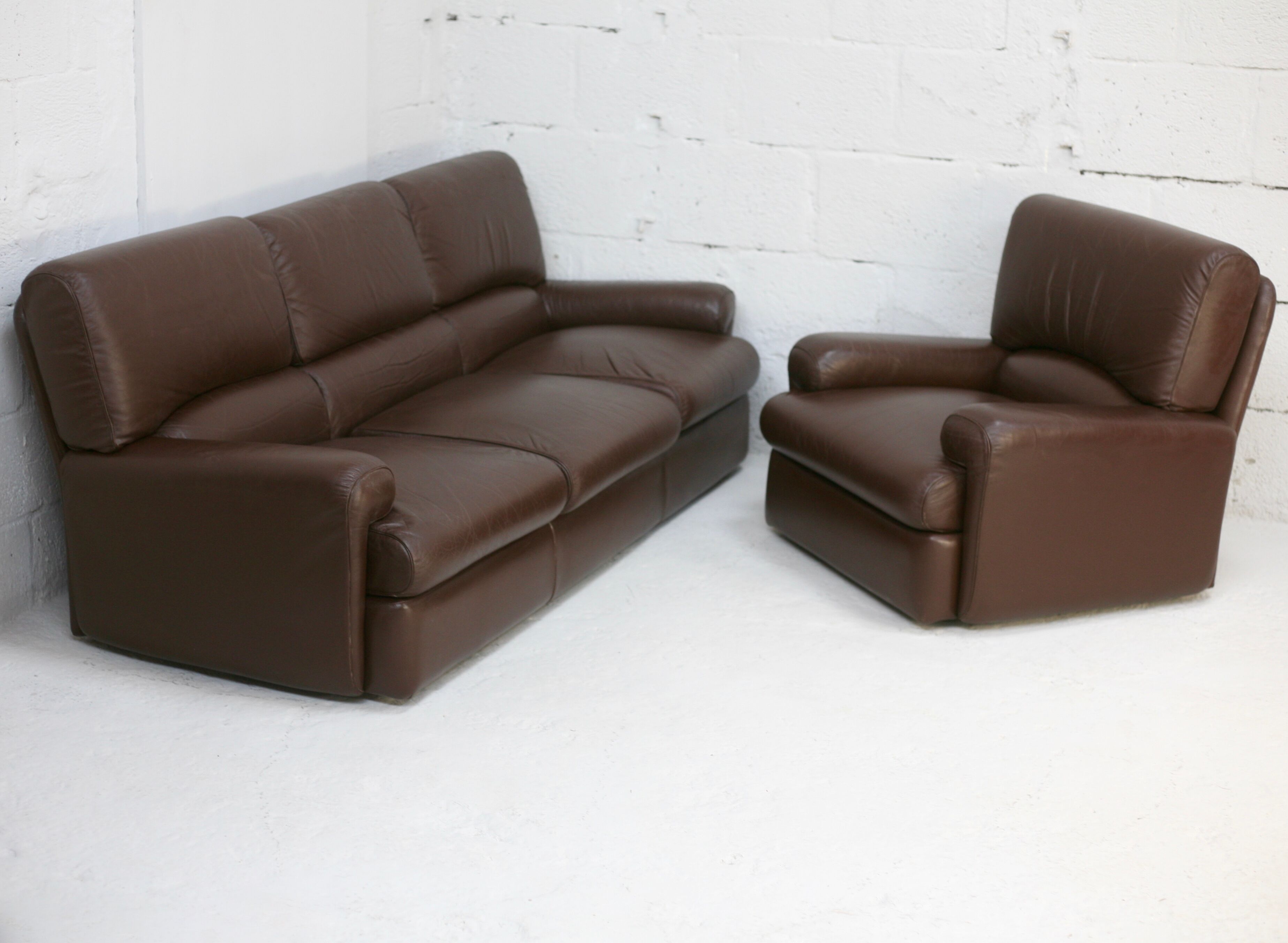 3-seater sofa and leather armchair, Steiner, France, circa 1970