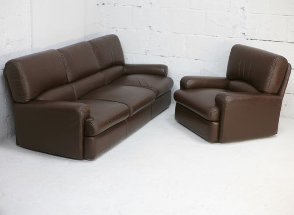 Canapé 3 places et fauteuil cuir, Steiner, France, circa 1970
