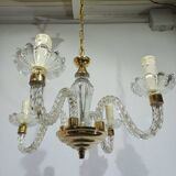 Lustre 4 lumières verre et laiton