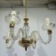 4-light glass and brass chandelier