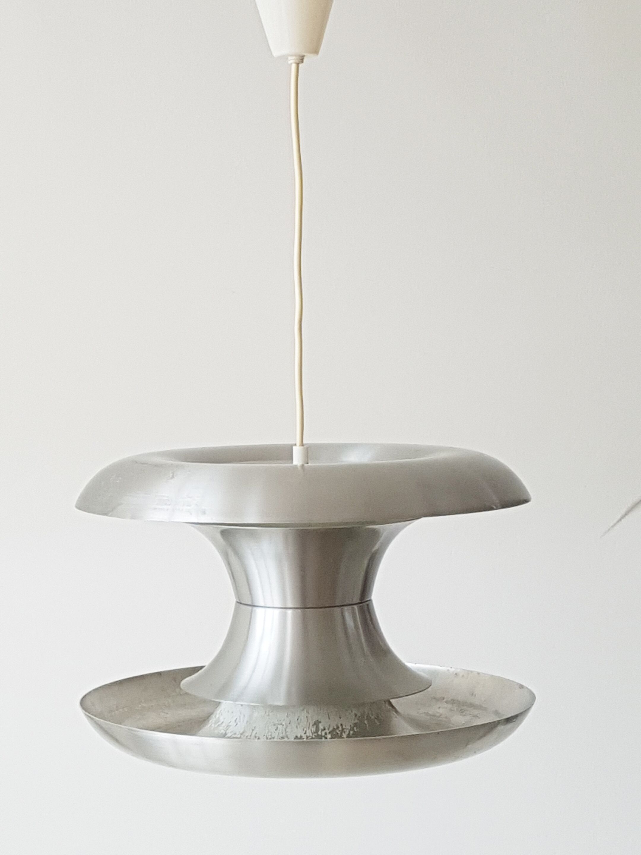 Scandinavian chandelier in brushed steel 1960