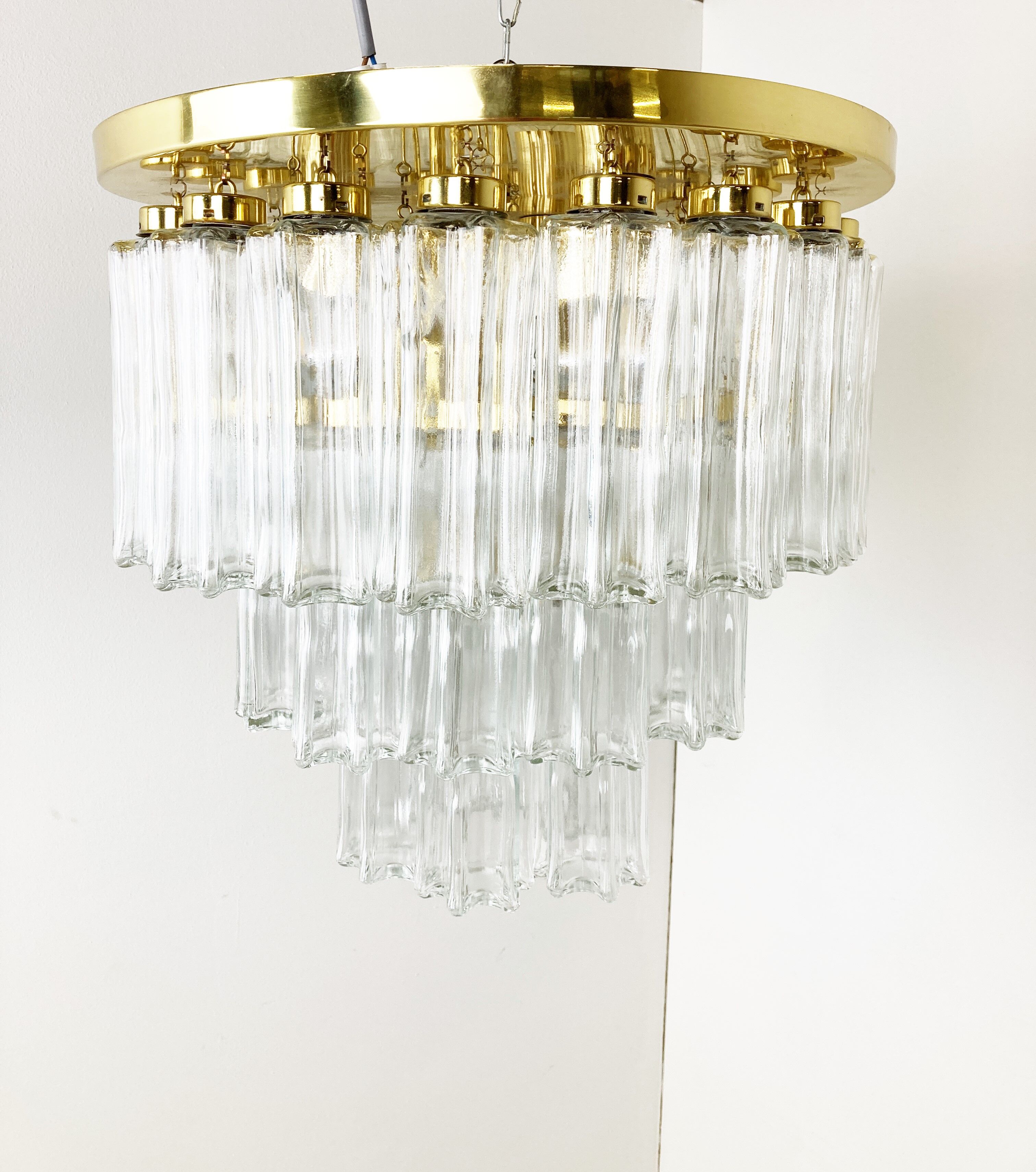 Flush mount chandelier by Glashutte Limburg, 1970s