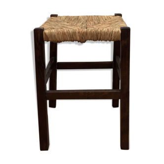 Wood and straw stool