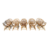 Set of 10 rattan armchairs from the 1960s, France.