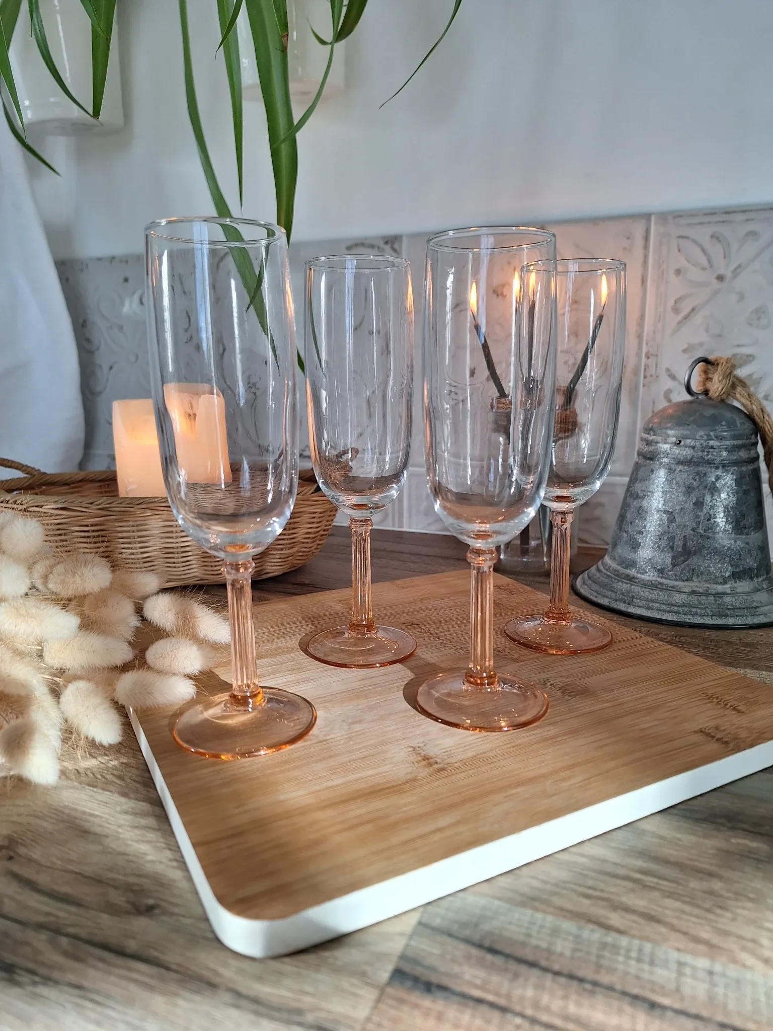 Vintage pink champagne flute Luminarc