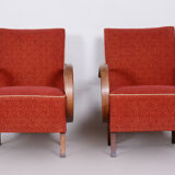 Pair of red Art Deco armchairs made in the 1930