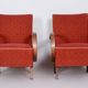 Pair of red Art Deco armchairs made in the 1930