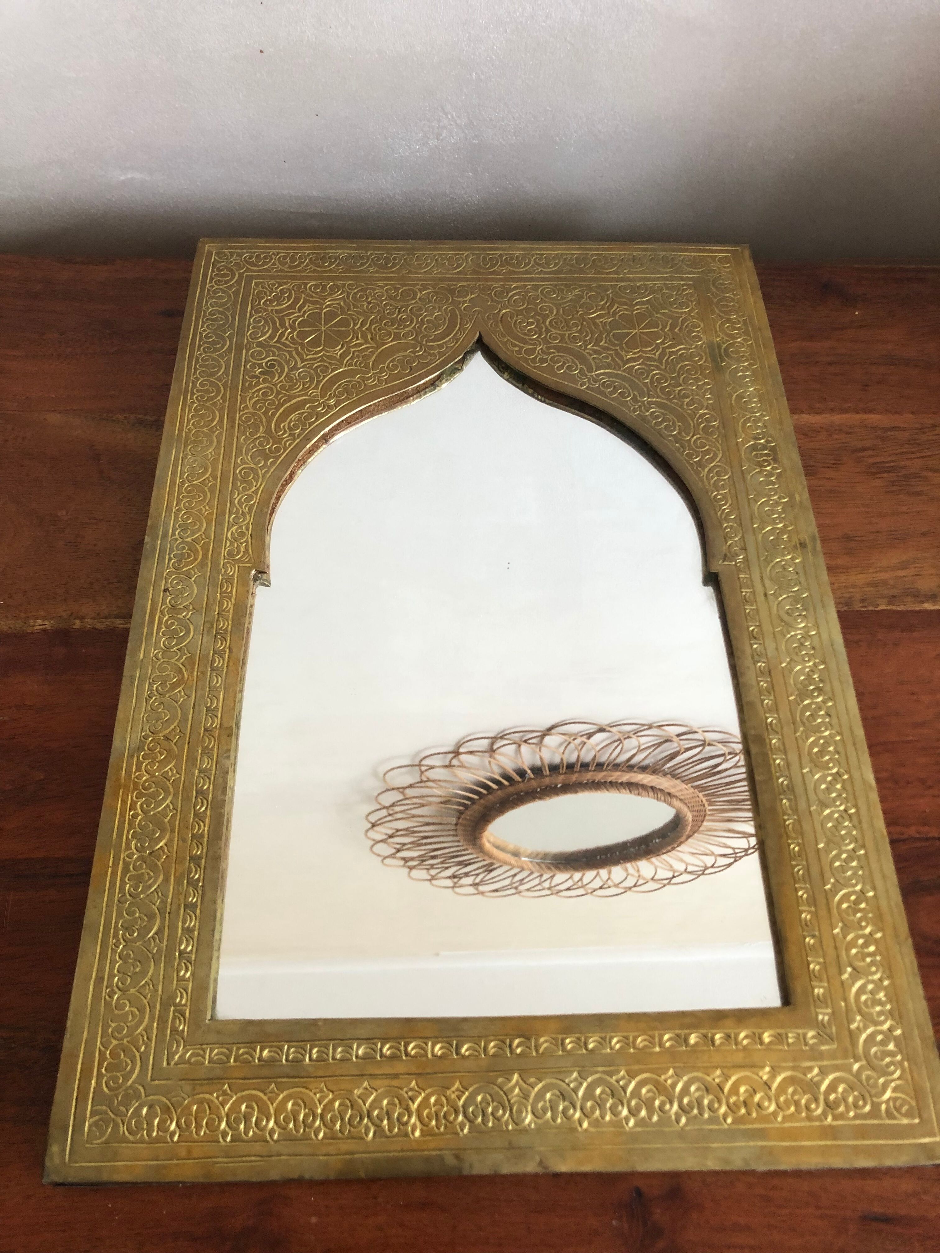 Oriental open brass mirror