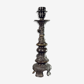 Japan 19th century bronze lamp foot