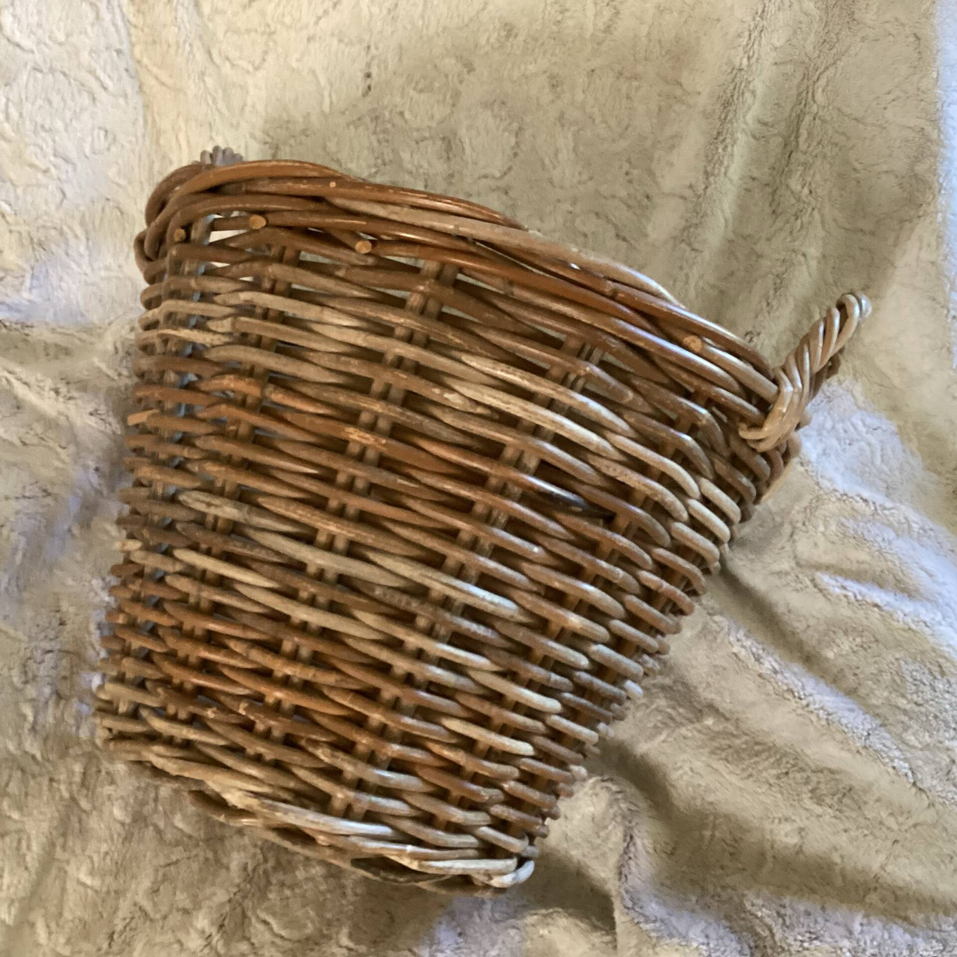 Large basket with rattan handles