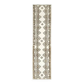 Tapis coureur en laine et coton beige noué à la main turc des années 1970 81x339
