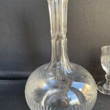 Decanter and 6 cut crystal porto glasses XIXth