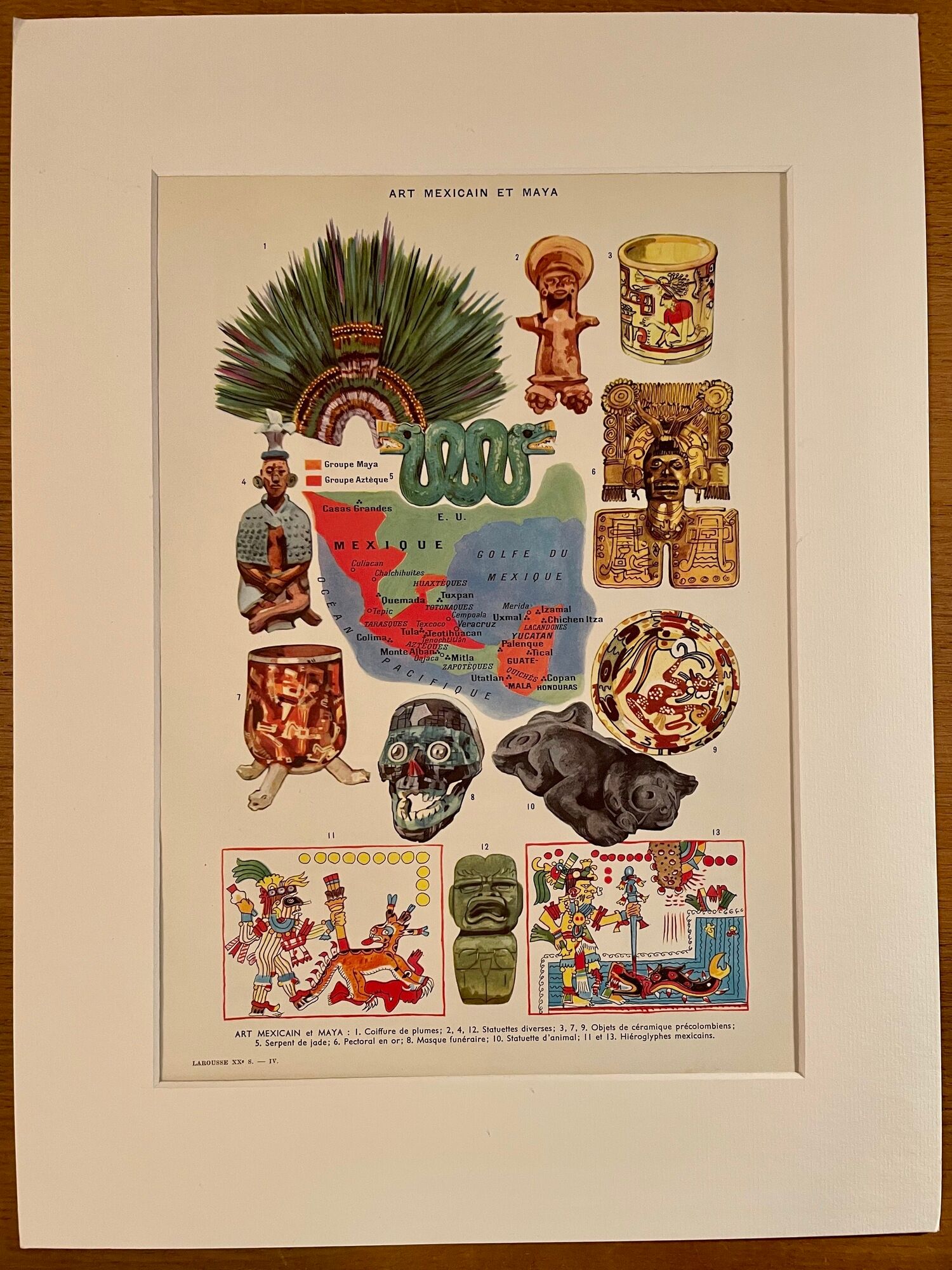 Illustrated plate on Mexican and Mayan art, 1940s-50s